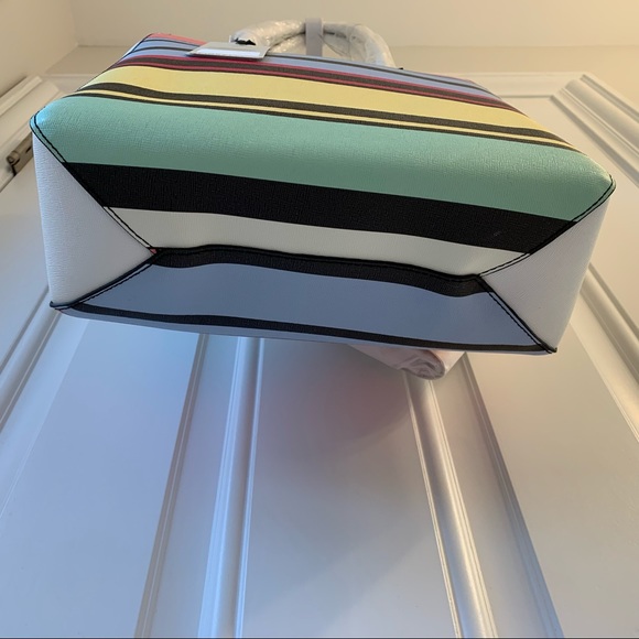 NEW FIORELLI SPRING STRIPED TOTE w/WHITE WALLET - Picture 7 of 12